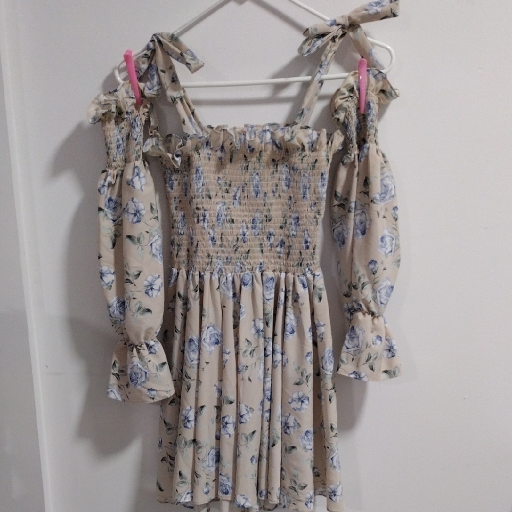 pretty dress with blue roses